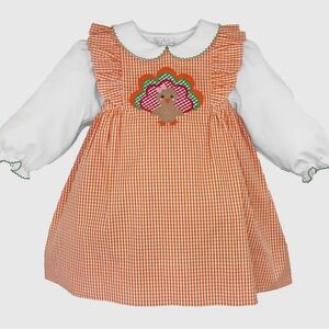Petit Ami Orange Gingham Turkey Dress new with tags Thanksgiving